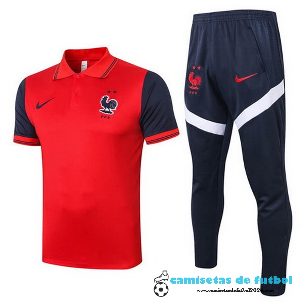 Conjunto Completo Polo Francia 2020 Rojo Negro Uniformes Futbol