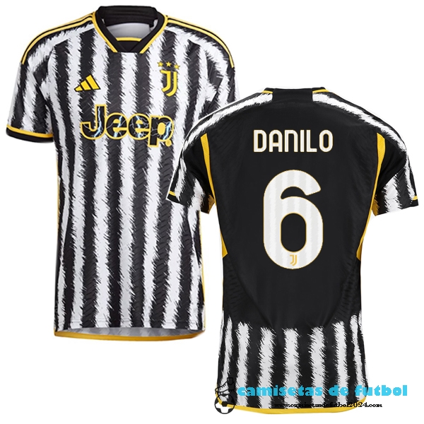 NO.6 Danilo Tailandia Casa Jugadores Camiseta Juventus 2023 2024 Amarillo Negro Uniformes Futbol