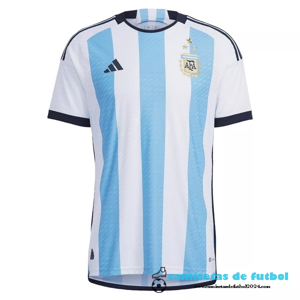 Tailandia Casa Jugadores Camiseta Argentina 3 Stars 2022 Azul Blanco Uniformes Futbol